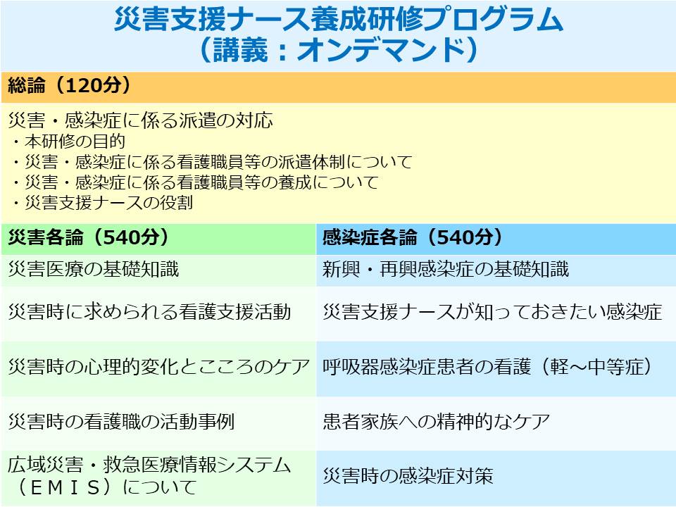 災害支援ナース養成研修プログラム（講義：オンデマンド）図